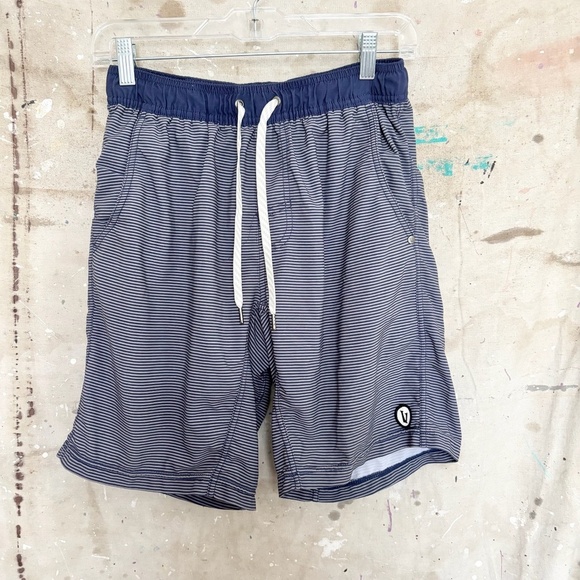 Vuori Kore Shorts in Navy Charcoal Stripe - Picture 2 of 5